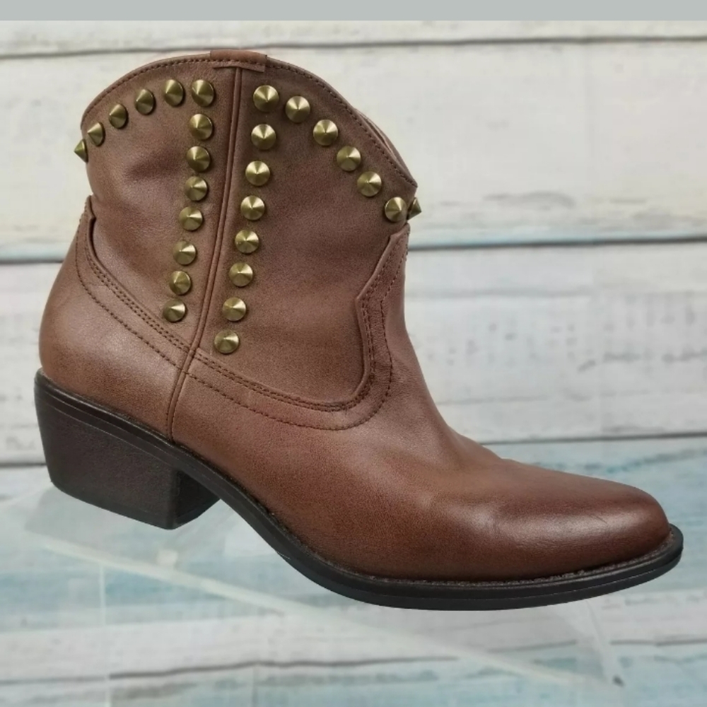 Mossimo Womens Brown Ankle Studded Biker Boots 8.5